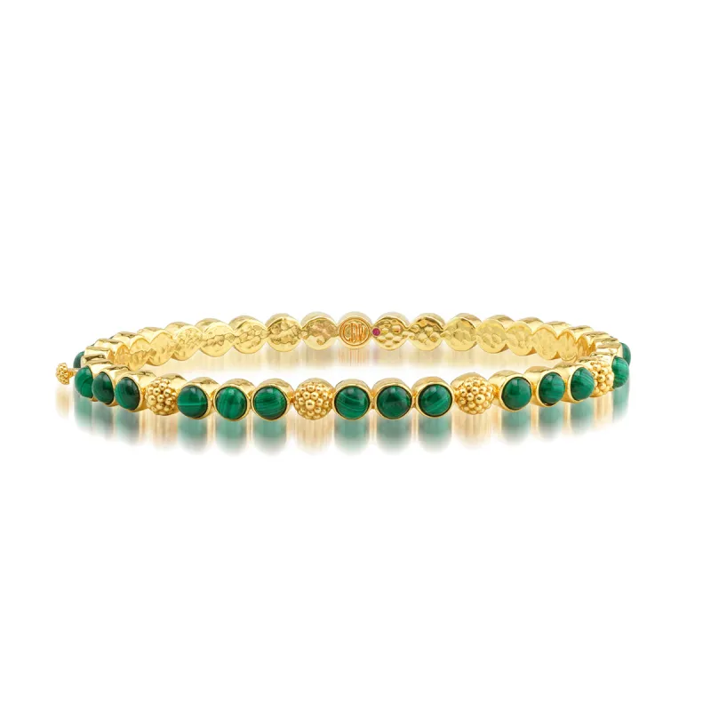 Berry Gem Petite Hinged Bangle - Malachite sold by Capucine De Wulf