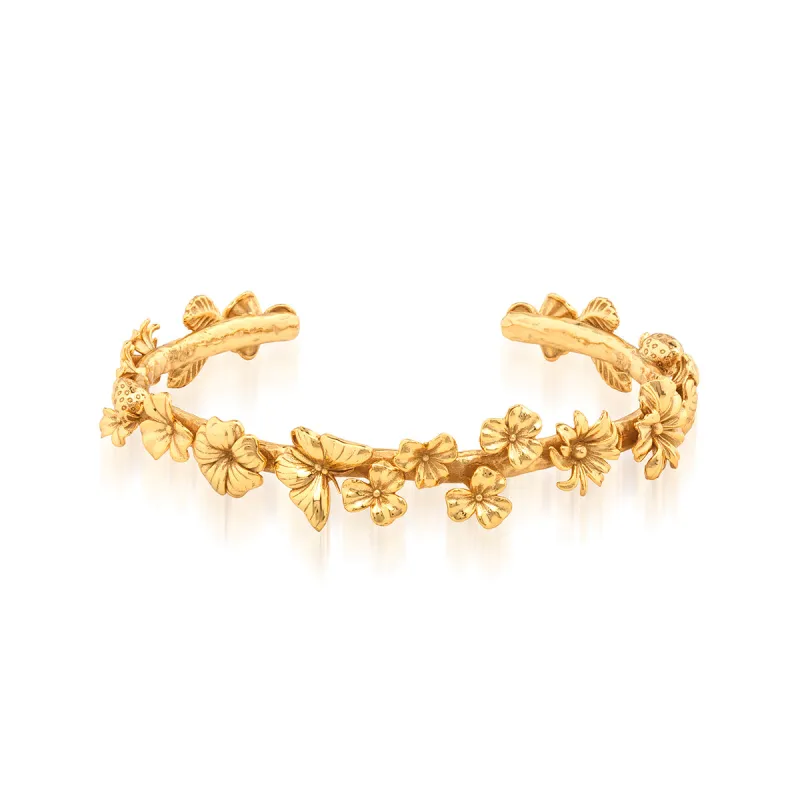 Meadow Walk Flowers Petite Cuff - Gold sold by Capucine De Wulf
