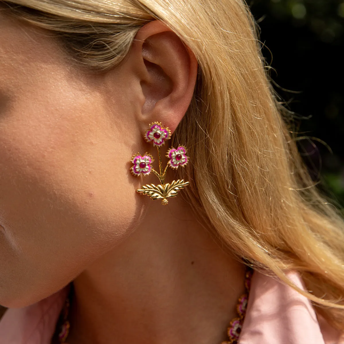 Dianthus Convertible Bouquet Post Earrings - Pink sold by Capucine De Wulf product image thumbnail 5
