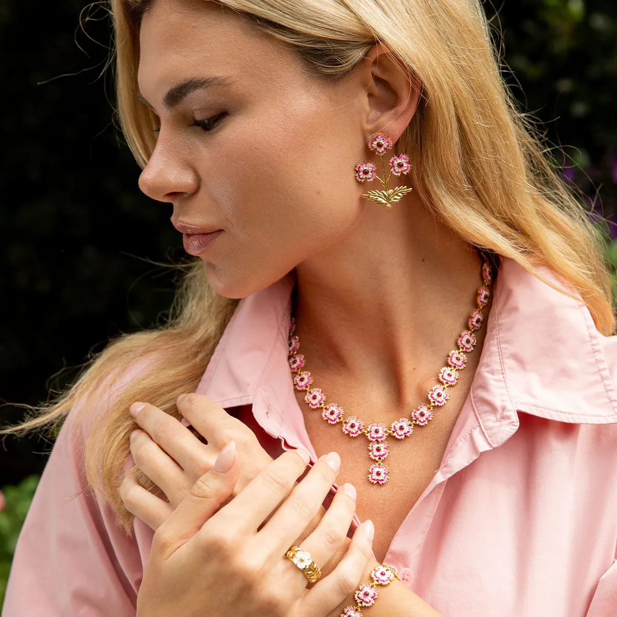 Dianthus Convertible Bouquet Post Earrings - Pink sold by Capucine De Wulf product image thumbnail 3