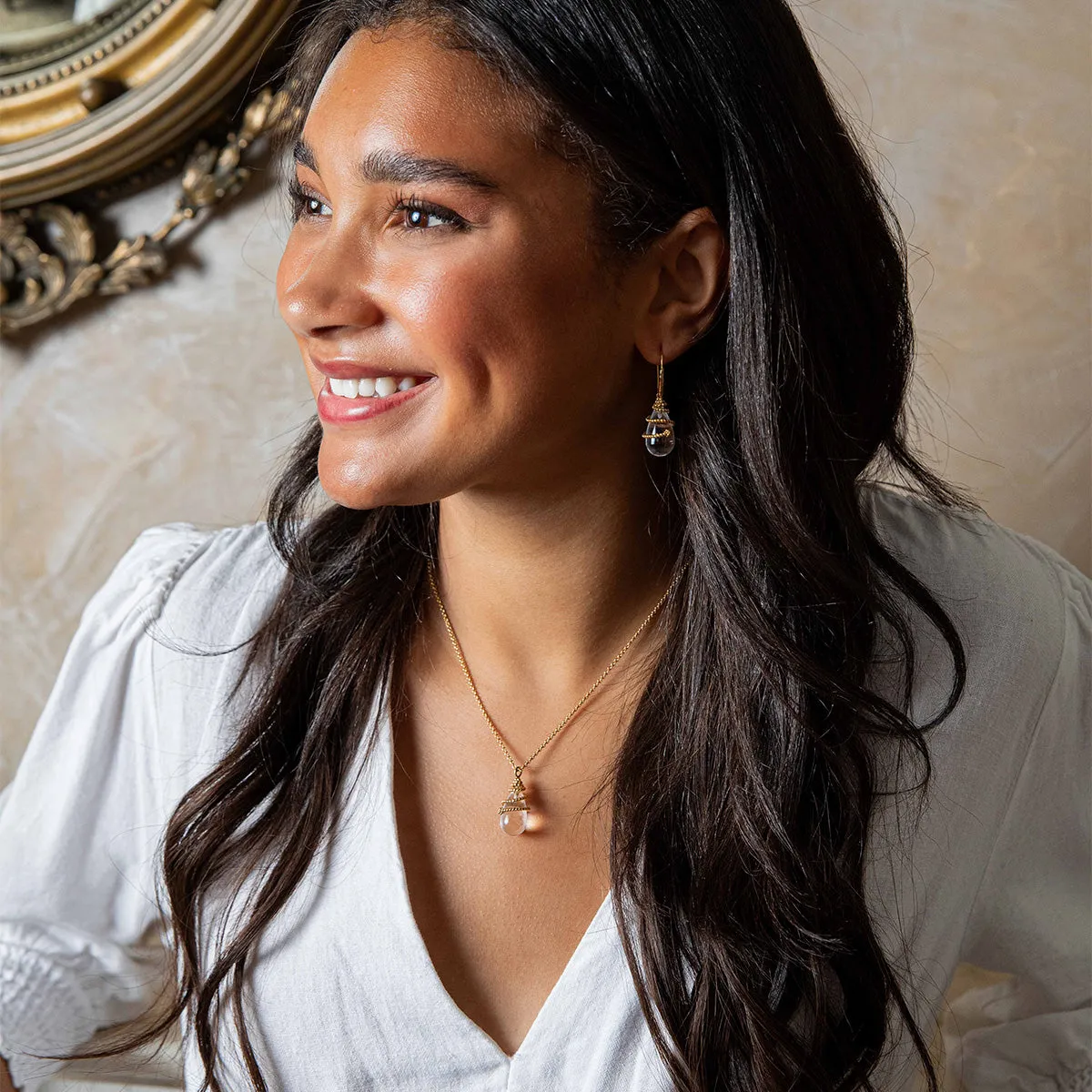 Lily Charm Necklace, 16"+2" - Clear Quartz sold by Capucine De Wulf product image thumbnail 2