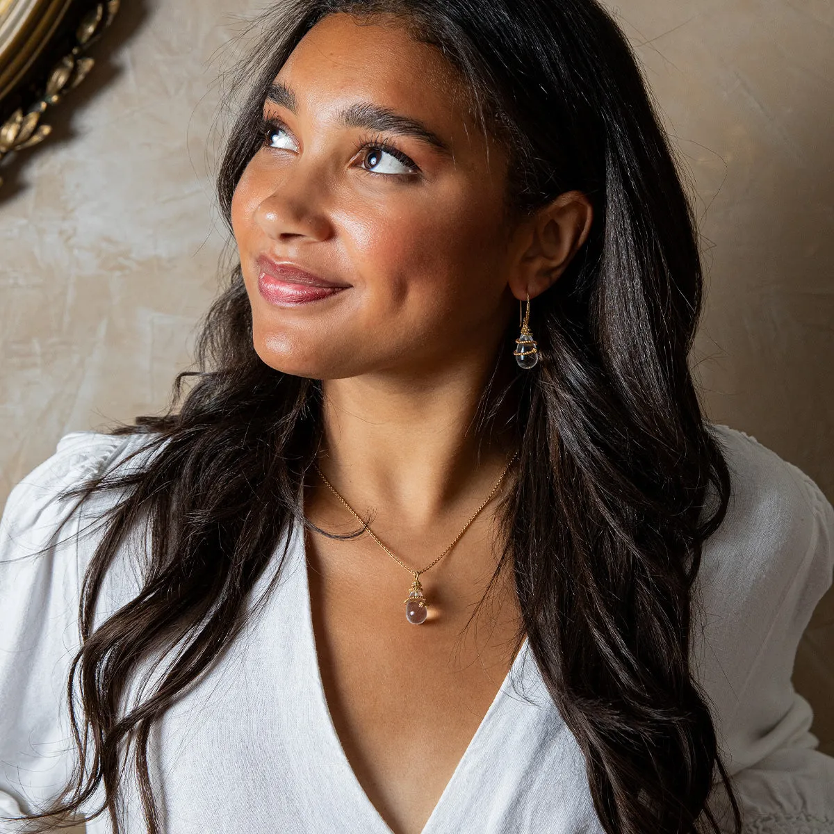 Lily Charm Necklace, 16"+2" - Clear Quartz sold by Capucine De Wulf product image thumbnail 5