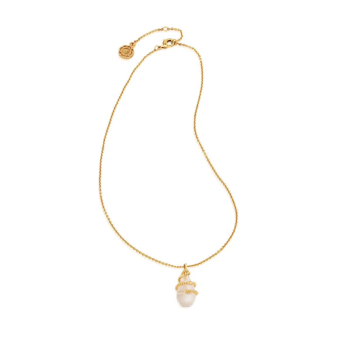 Lily Charm Necklace, 16"+2" - Clear Quartz sold by Capucine De Wulf product image thumbnail 3