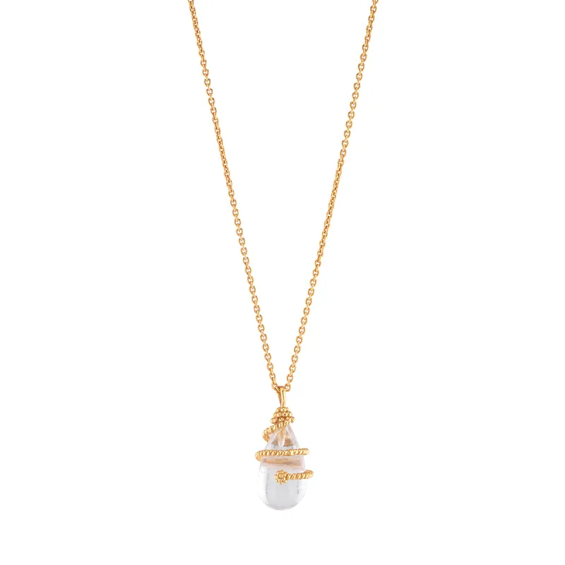 Lily Charm Necklace, 16"+2" - Clear Quartz made by Capucine De Wulf