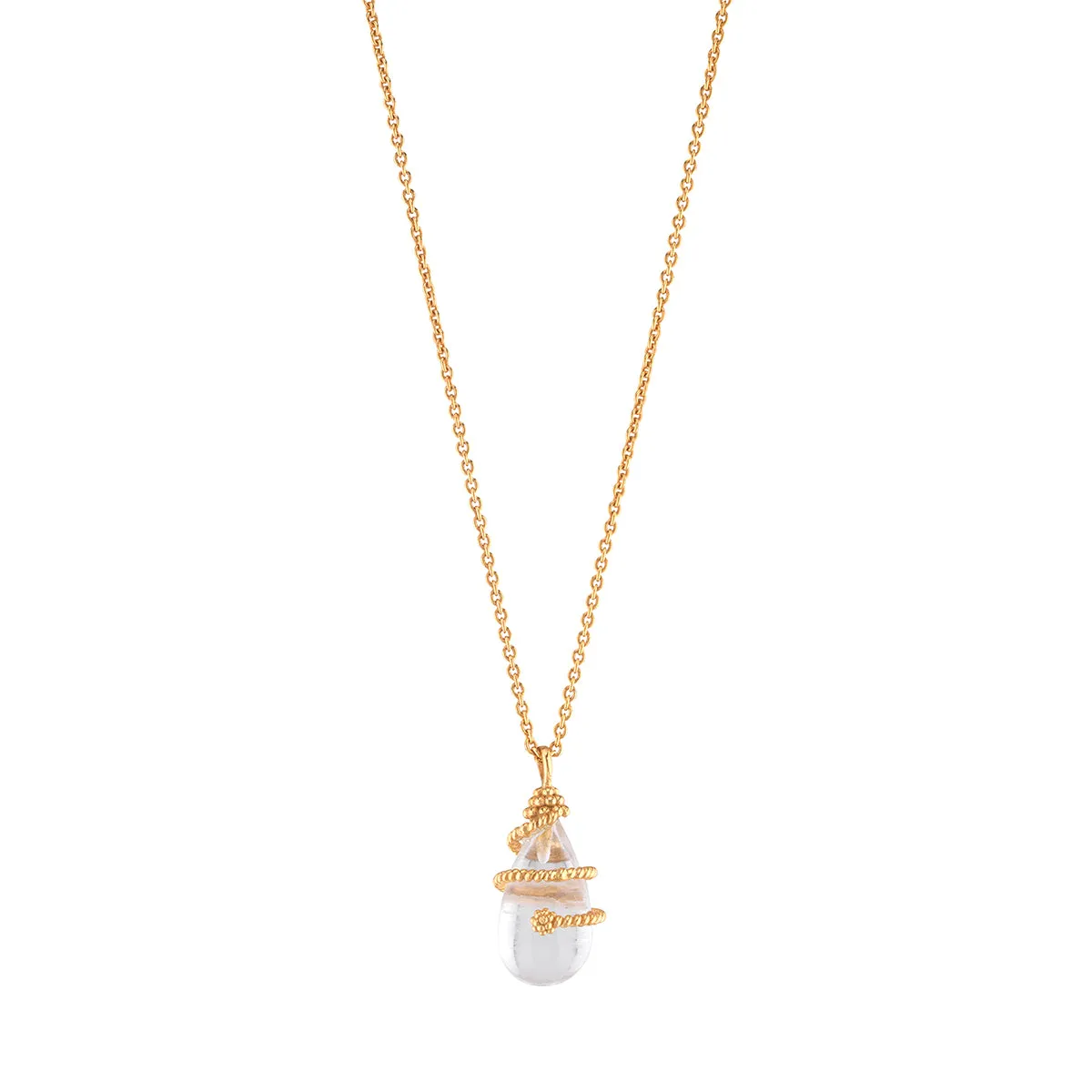 Lily Charm Necklace, 16"+2" - Clear Quartz sold by Capucine De Wulf