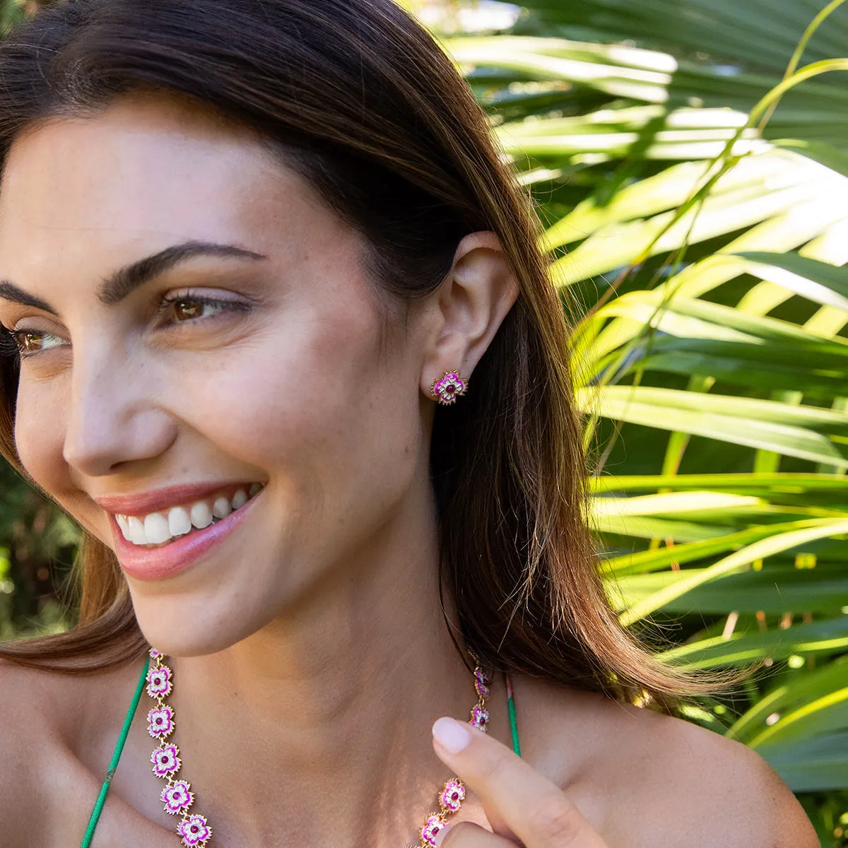 Dianthus Stud Earrings - Pink sold by Capucine De Wulf product image thumbnail 4