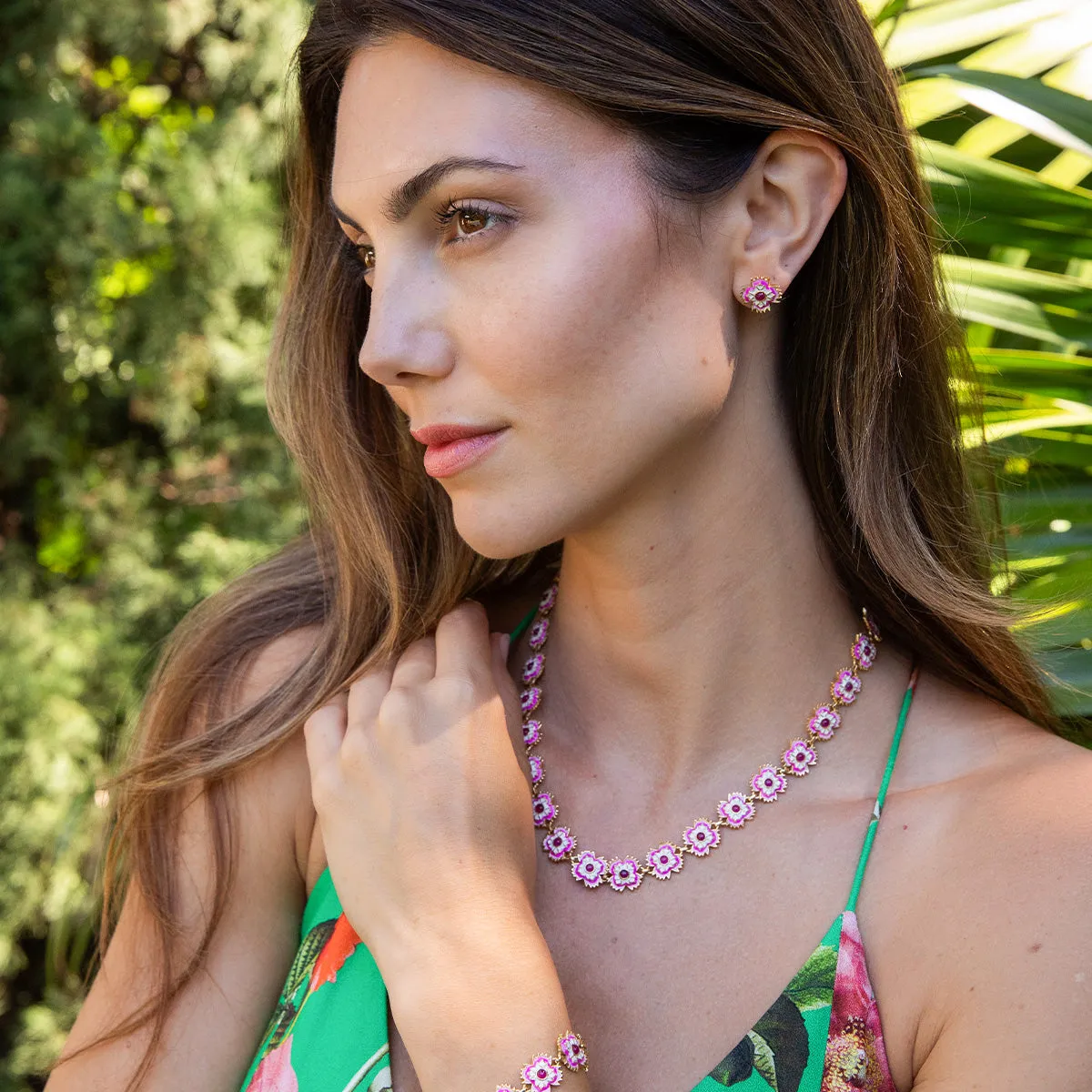 Dianthus Stud Earrings - Pink sold by Capucine De Wulf product image thumbnail 2