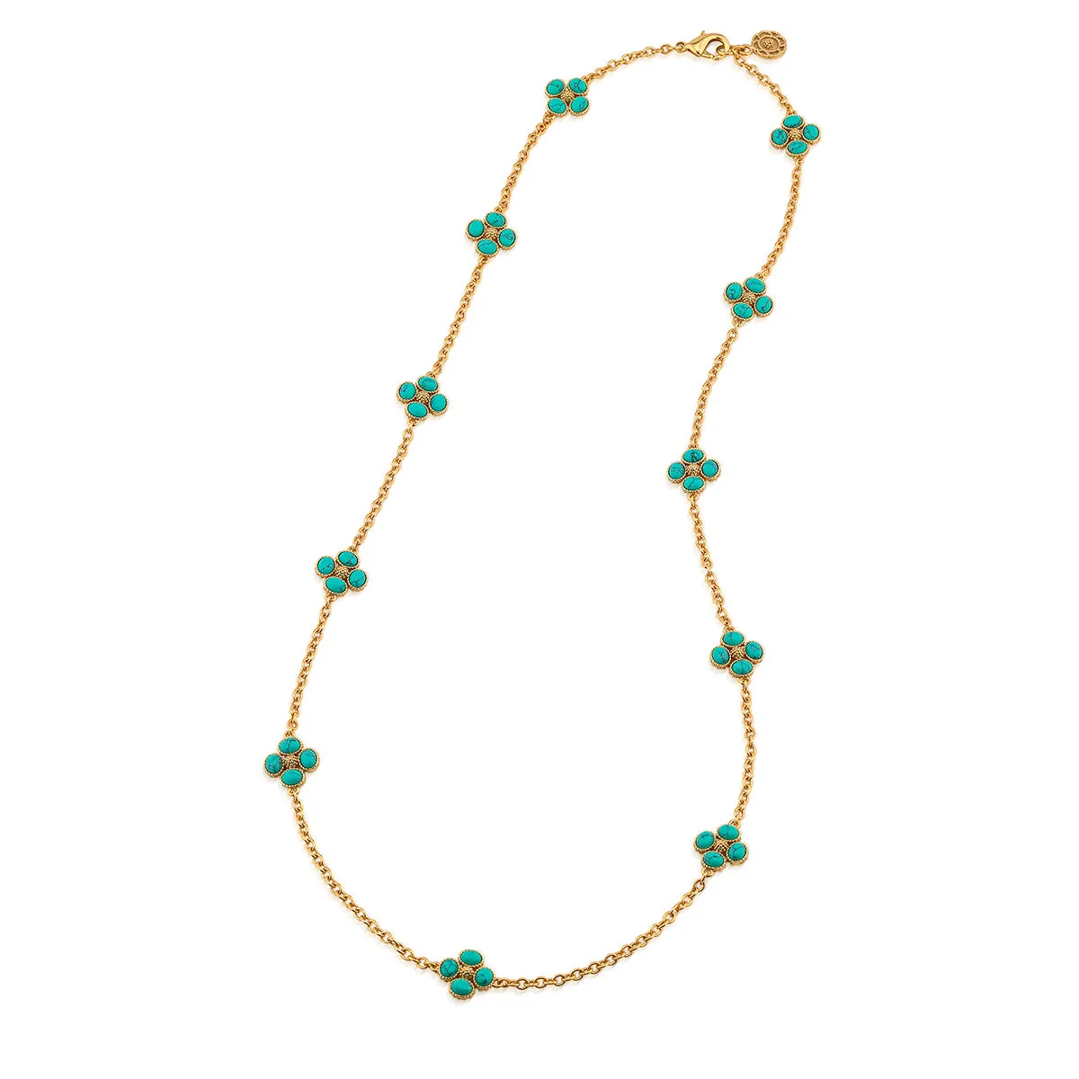 Berry Clover Double Sided Necklace, 28" - Turquoise sold by Capucine De Wulf product image thumbnail 4