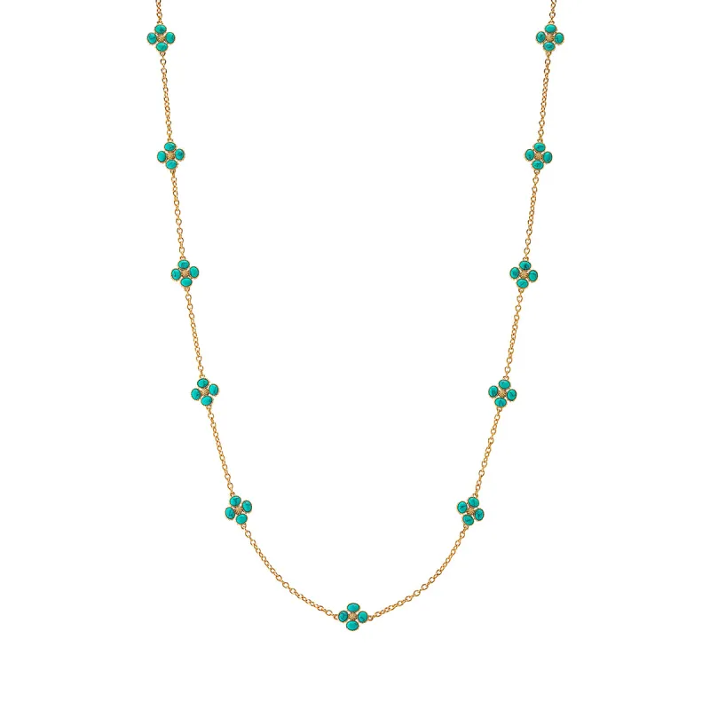 Berry Clover Double Sided Necklace, 28" - Turquoise sold by Capucine De Wulf