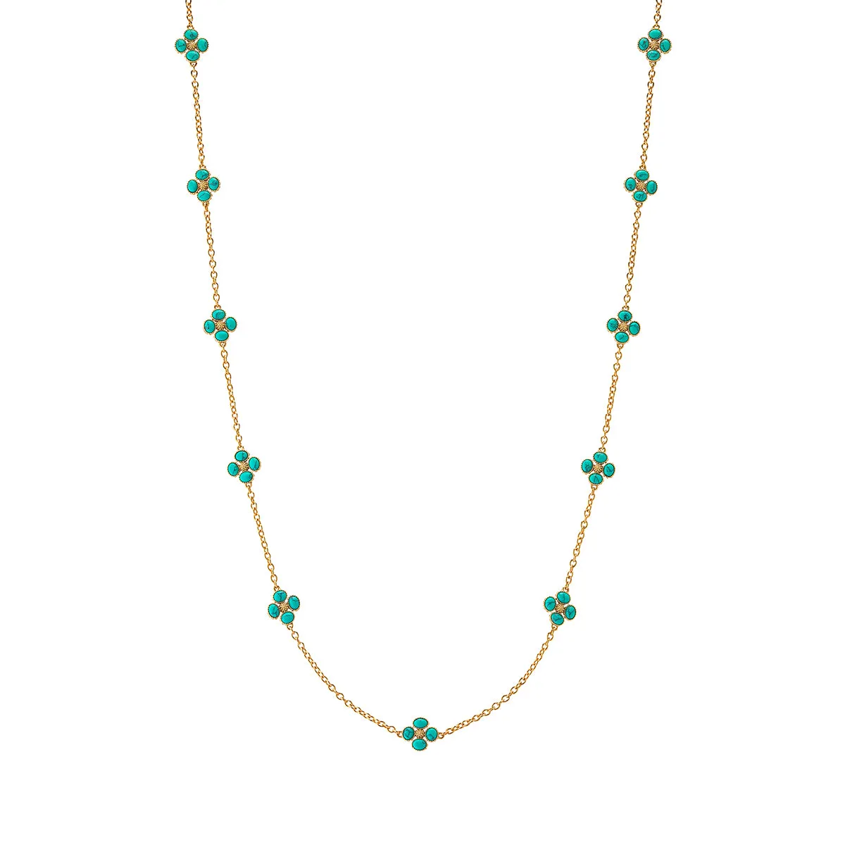 Berry Clover Double Sided Necklace, 28" - Turquoise sold by Capucine De Wulf