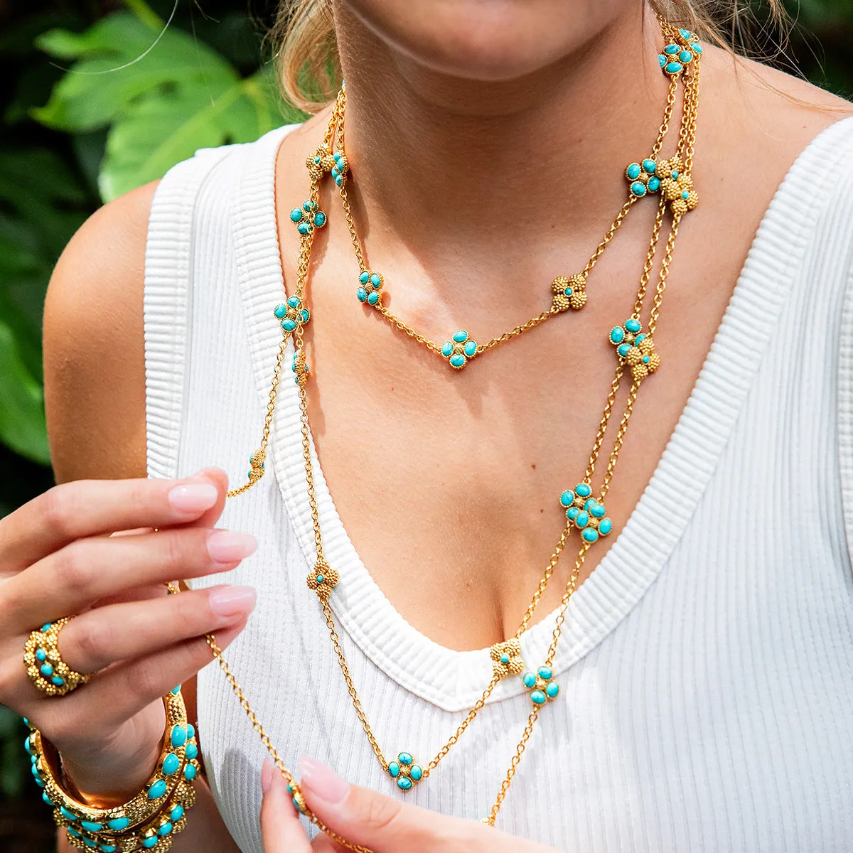 Berry Clover Double Sided Necklace, 28" - Turquoise sold by Capucine De Wulf product image thumbnail 5