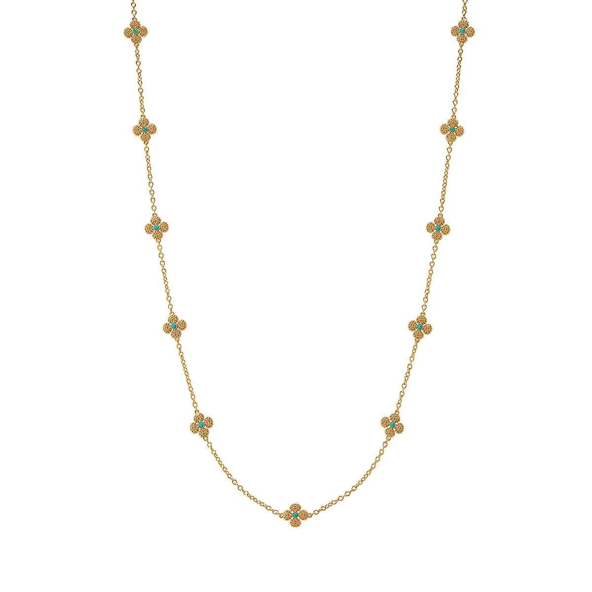 Berry Clover Double Sided Necklace, 28" - Turquoise sold by Capucine De Wulf product image thumbnail 2