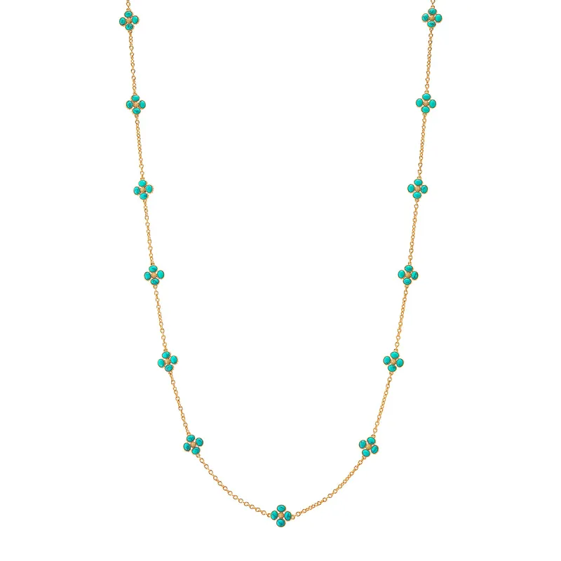Berry Clover Double Sided Necklace, 34" - Turquoise sold by Capucine De Wulf
