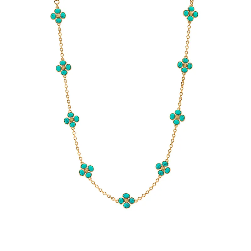 Berry Clover Double Sided Necklace, 16"+2" - Turquoise sold by Capucine De Wulf