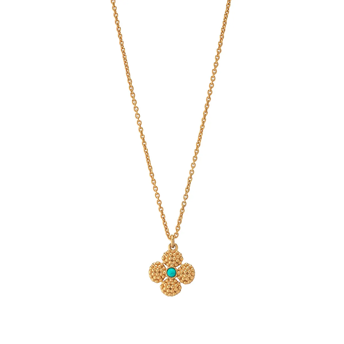 Berry Clover Double Sided Charm Necklace, 16"+2" - Turquoise sold by Capucine De Wulf product image thumbnail 2