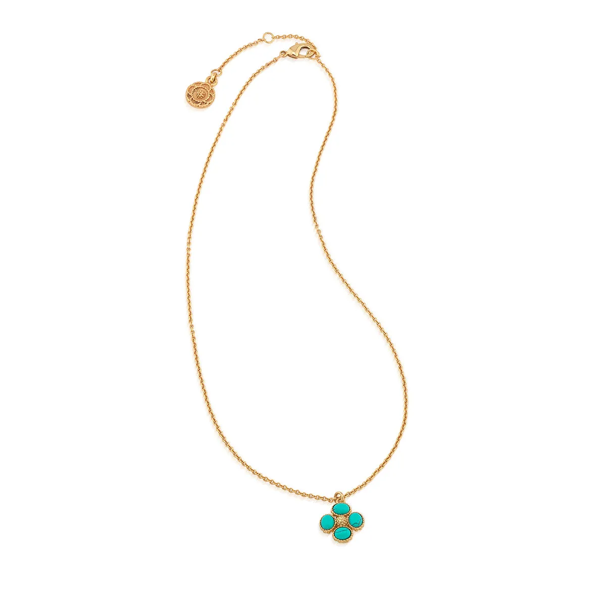 Berry Clover Double Sided Charm Necklace, 16"+2" - Turquoise sold by Capucine De Wulf product image thumbnail 4
