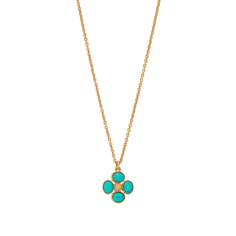 Berry Clover Double Sided Charm Necklace, 16"+2" - Turquoise sold by Capucine De Wulf