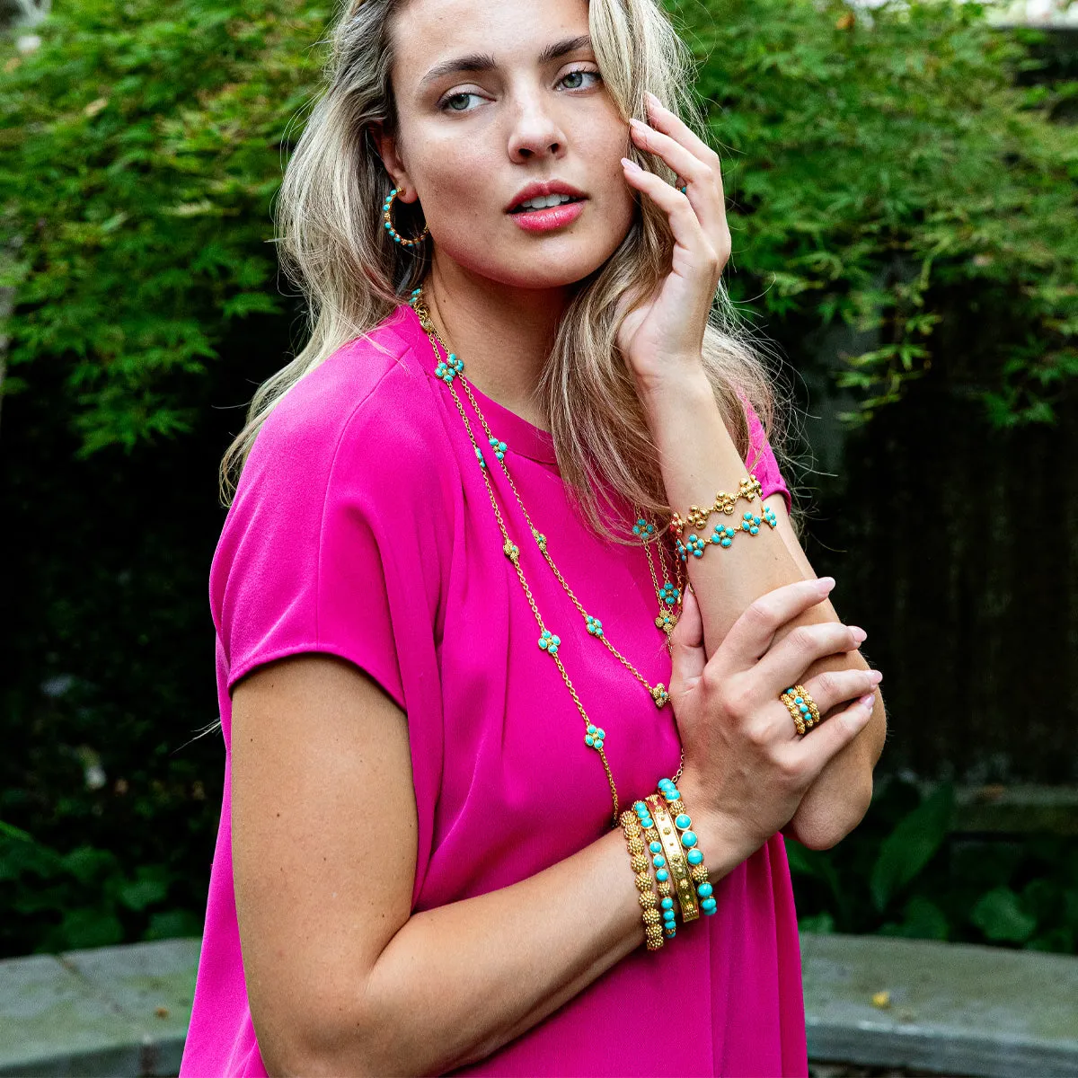 Berry Gem Hinged Bangle - Turquoise sold by Capucine De Wulf product image thumbnail 2