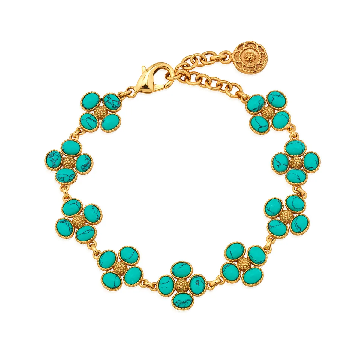 Berry Clover Link Bracelet, 7"+2" - Turquoise sold by Capucine De Wulf