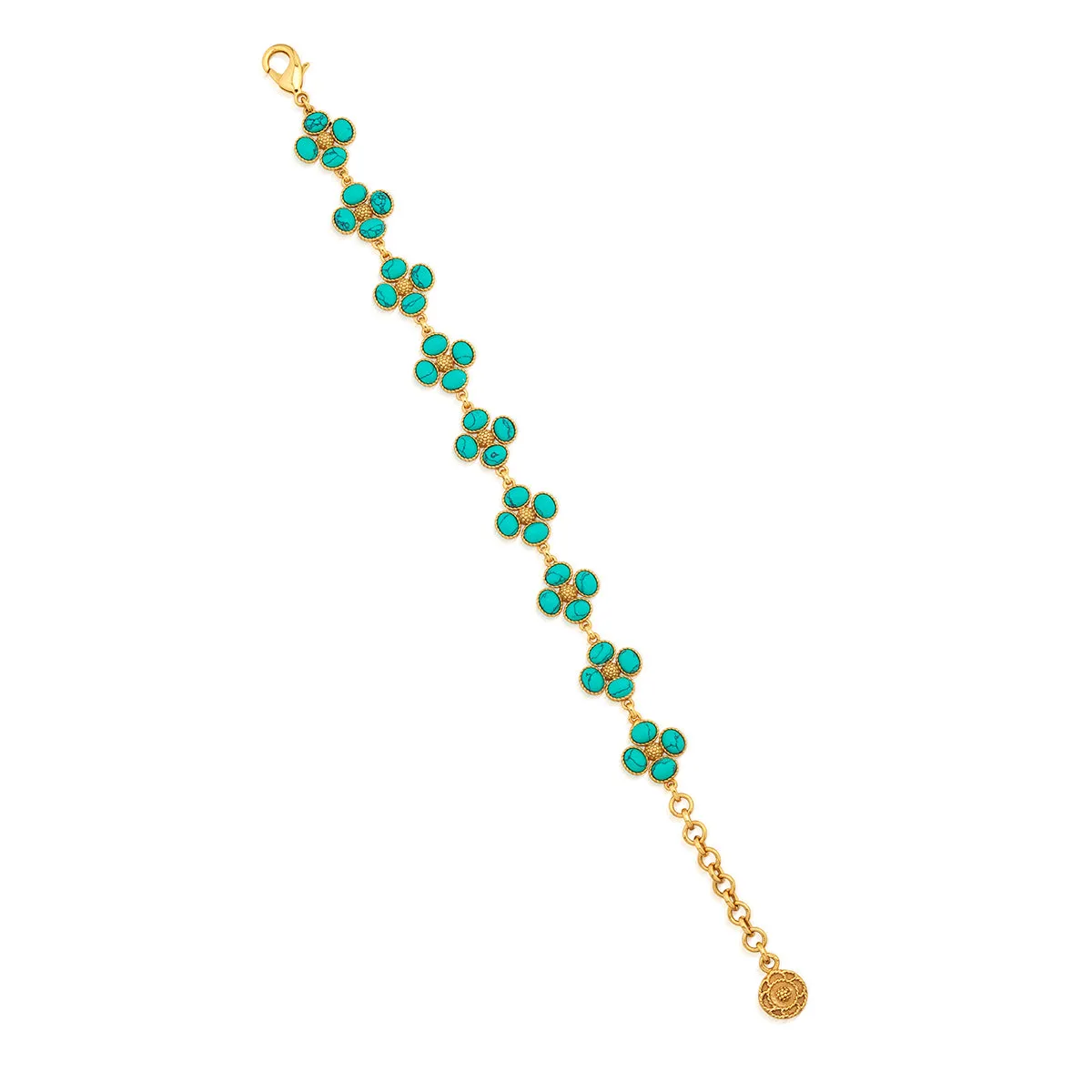 Berry Clover Link Bracelet, 7"+2" - Turquoise sold by Capucine De Wulf product image thumbnail 3