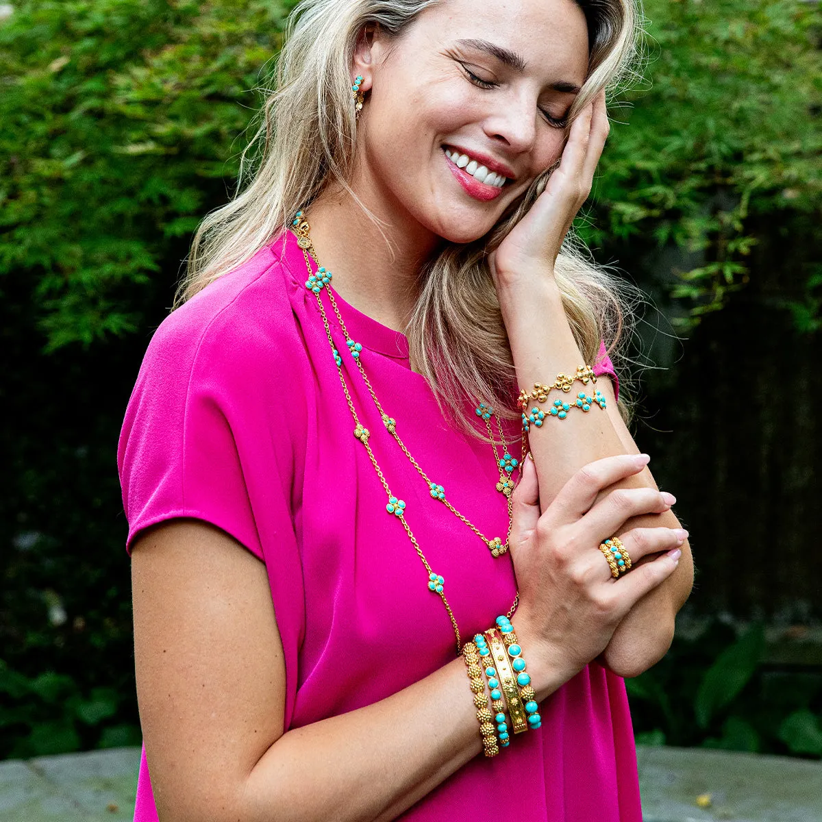 Berry Clover Link Bracelet, 7"+2" - Turquoise sold by Capucine De Wulf product image thumbnail 2
