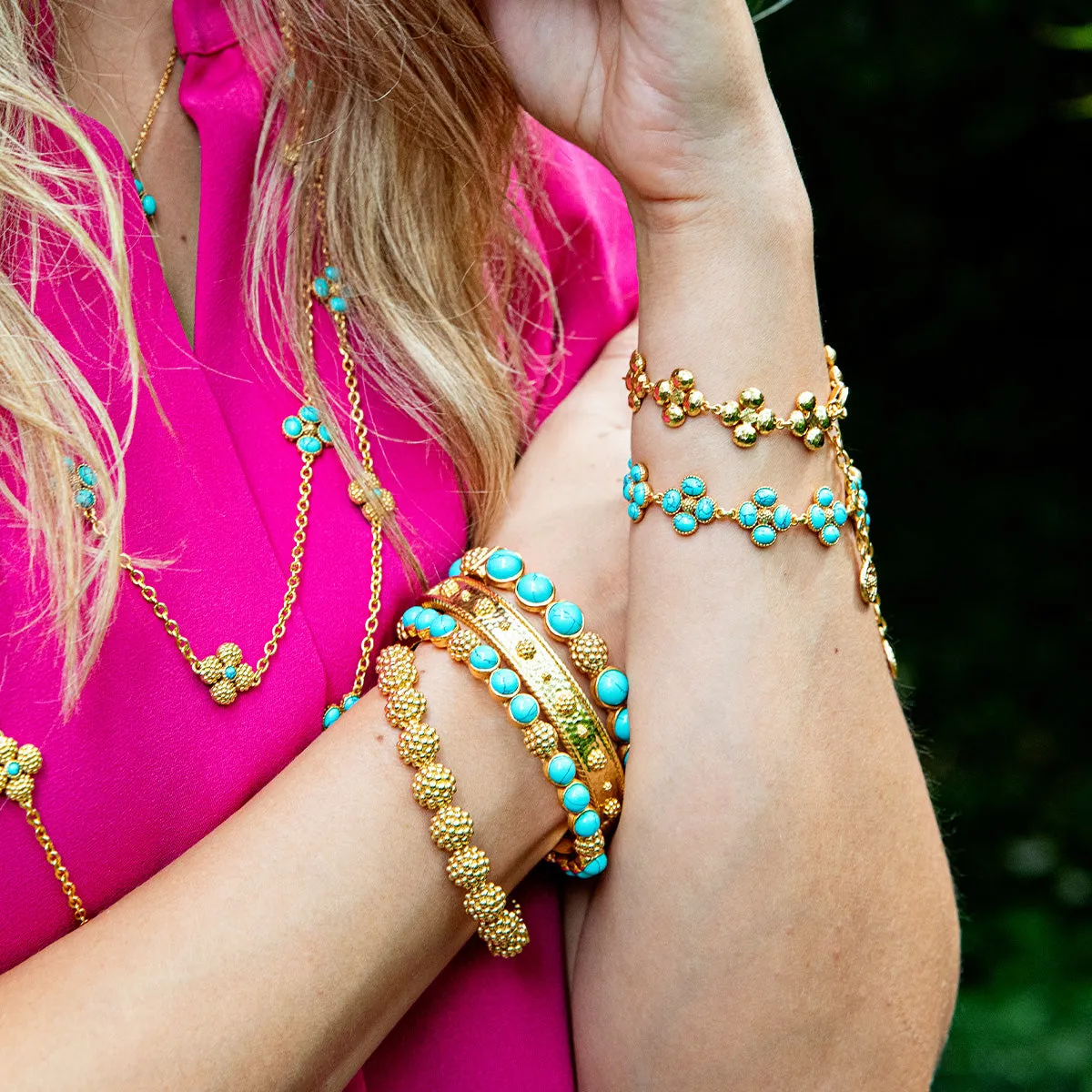 Berry Clover Link Bracelet, 7"+2" - Turquoise sold by Capucine De Wulf product image thumbnail 4