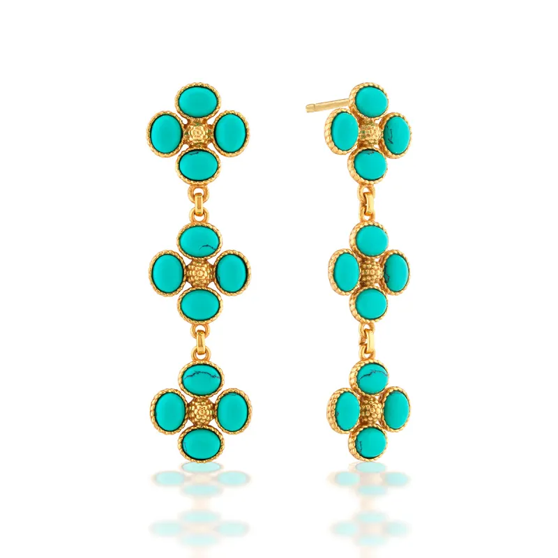 Berry Clover Linear Earrings - Turquoise sold by Capucine De Wulf