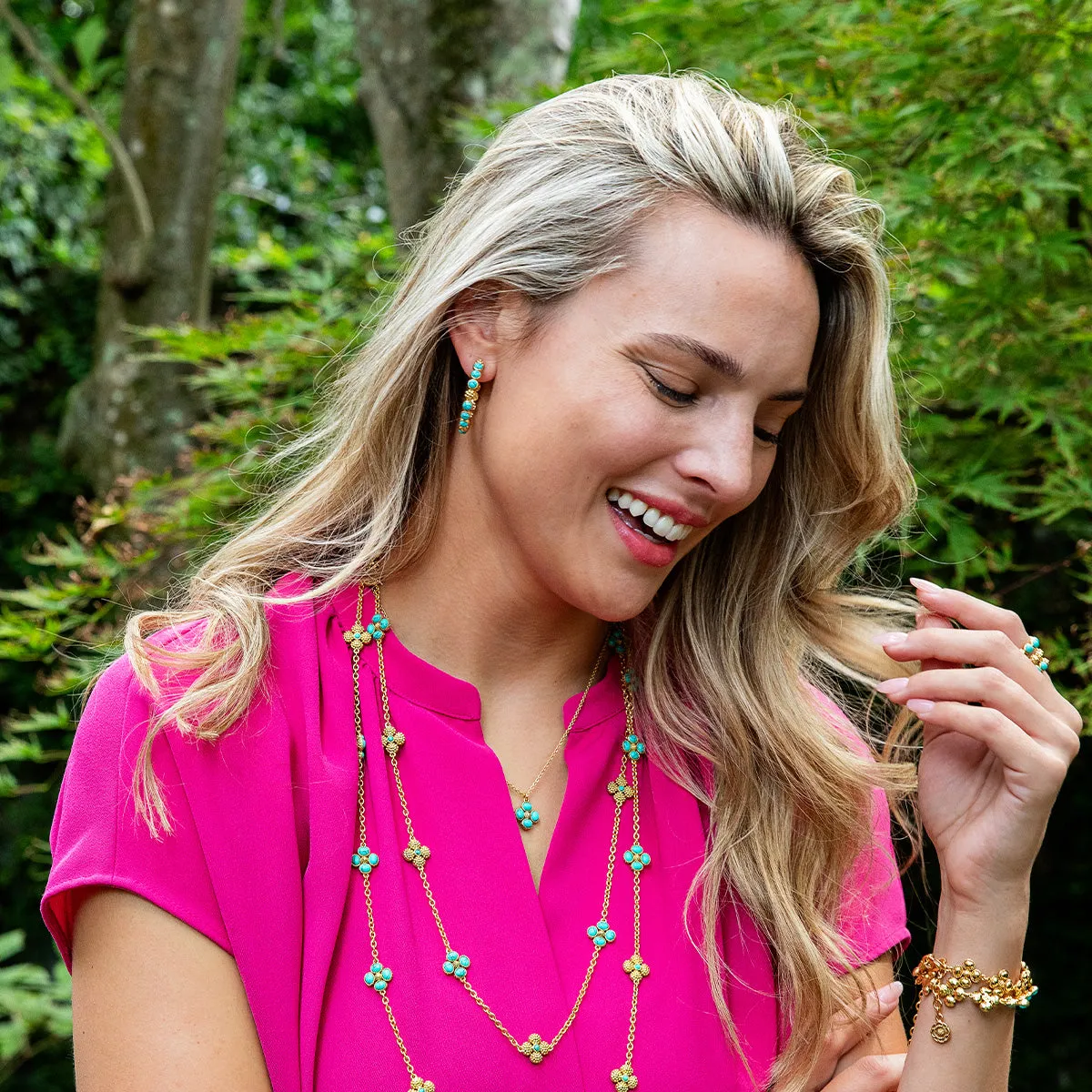 Berry Gem Medium Hoop Earrings - Turquoise sold by Capucine De Wulf product image thumbnail 2