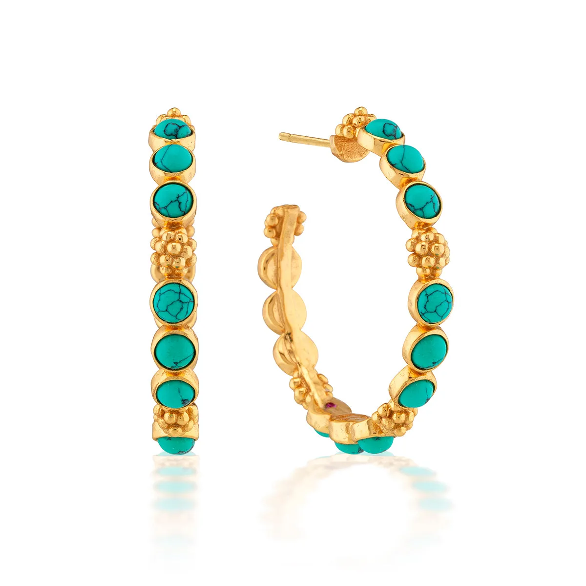 Berry Gem Medium Hoop Earrings - Turquoise sold by Capucine De Wulf