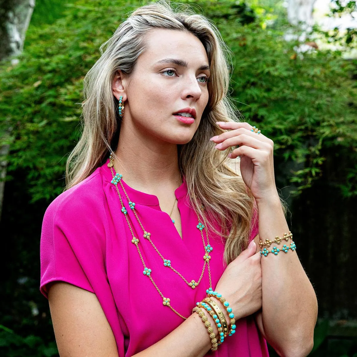 Berry Gem Medium Hoop Earrings - Turquoise sold by Capucine De Wulf product image thumbnail 5