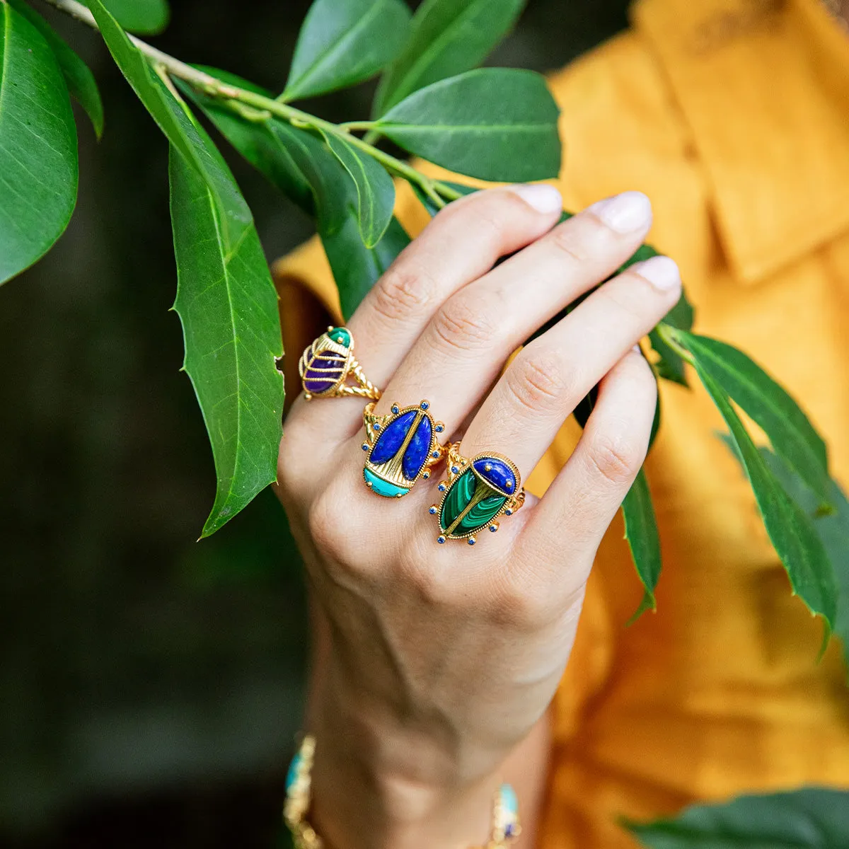 Scarab Grande Ring - Lapis/Malachite sold by Capucine De Wulf product image thumbnail 5