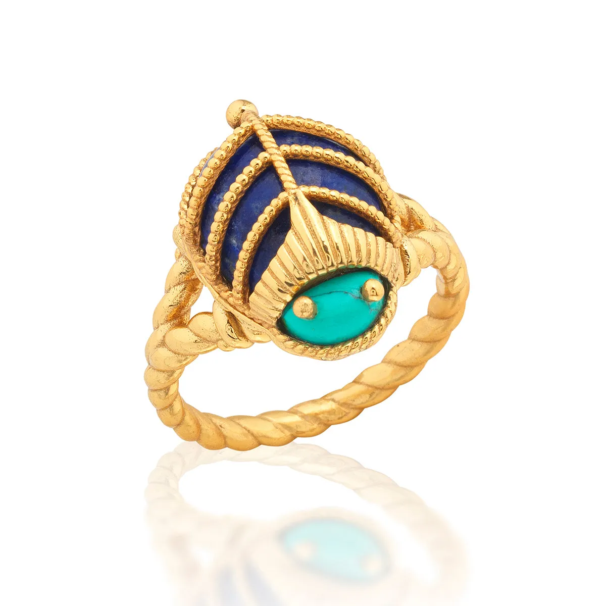 Scarab Petite Ring - Turquoise/Lapis sold by Capucine De Wulf