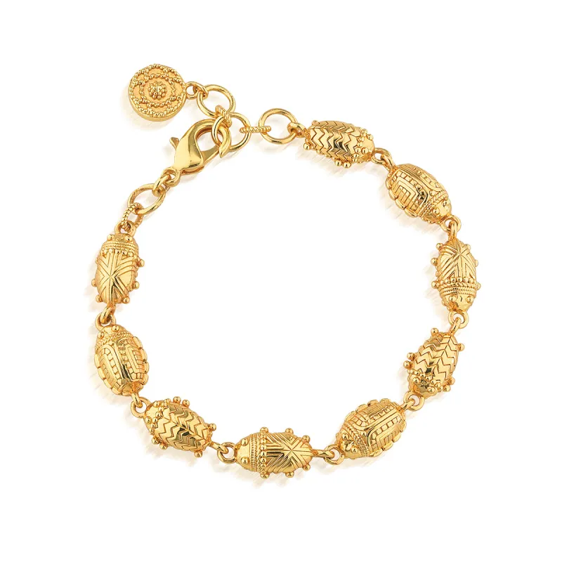 Scarab Petite Linear Link Bracelet, 6"+1" - Gold made by Capucine De Wulf