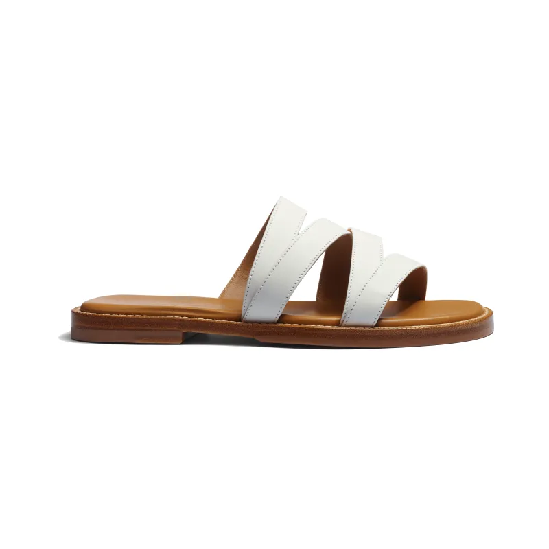 Mule Double V [Women White soft calfskin] made by JM Weston