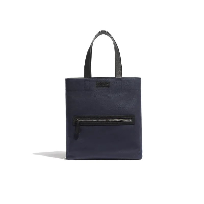 Walker Tote Bag Small Model [Navy Canvas and Black Soft Calfskin] made by JM Weston