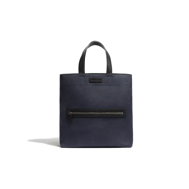 Walker Tote Bag Large Model [Navy Canvas and Black Calfskin] made by JM Weston