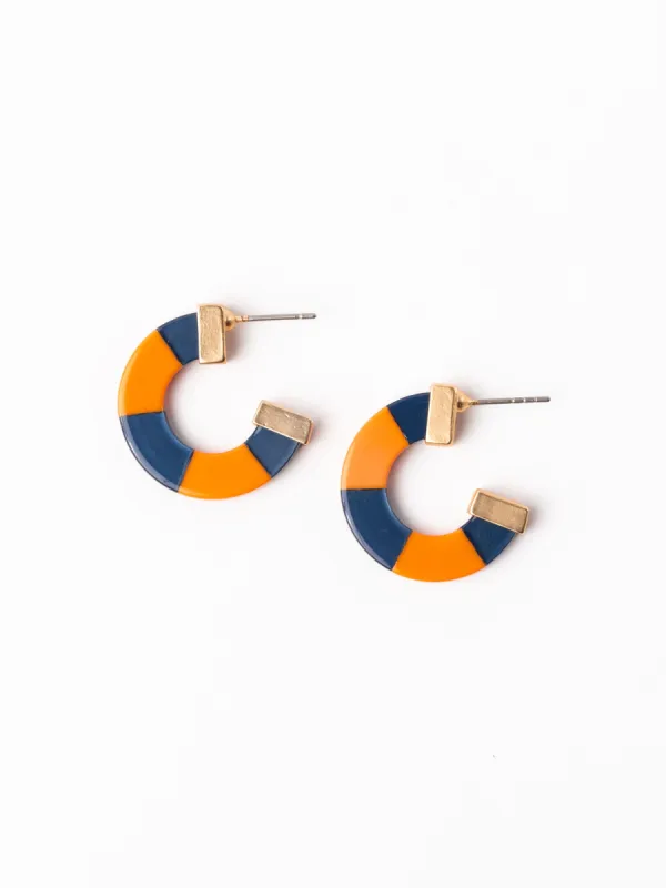 Melody Earrings | Navy + Orange sold by Michelle McDowell