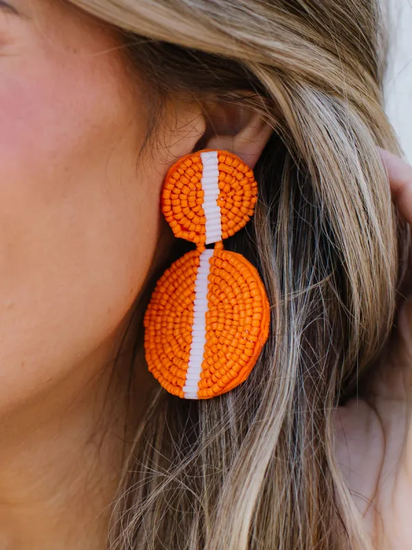 Colleen Earrings | Orange + White sold by Michelle McDowell