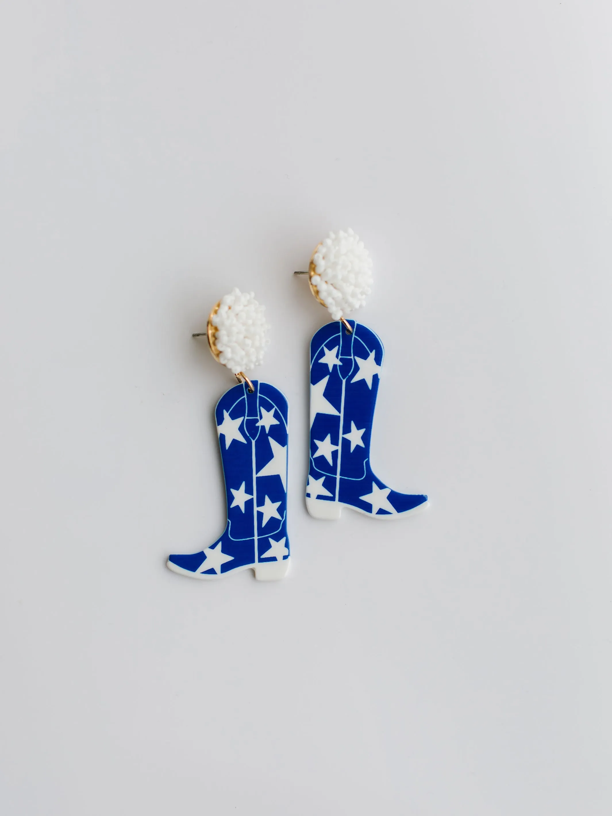 Gameday Cowgirl Earrings | Blue + White sold by Michelle McDowell product image thumbnail 2