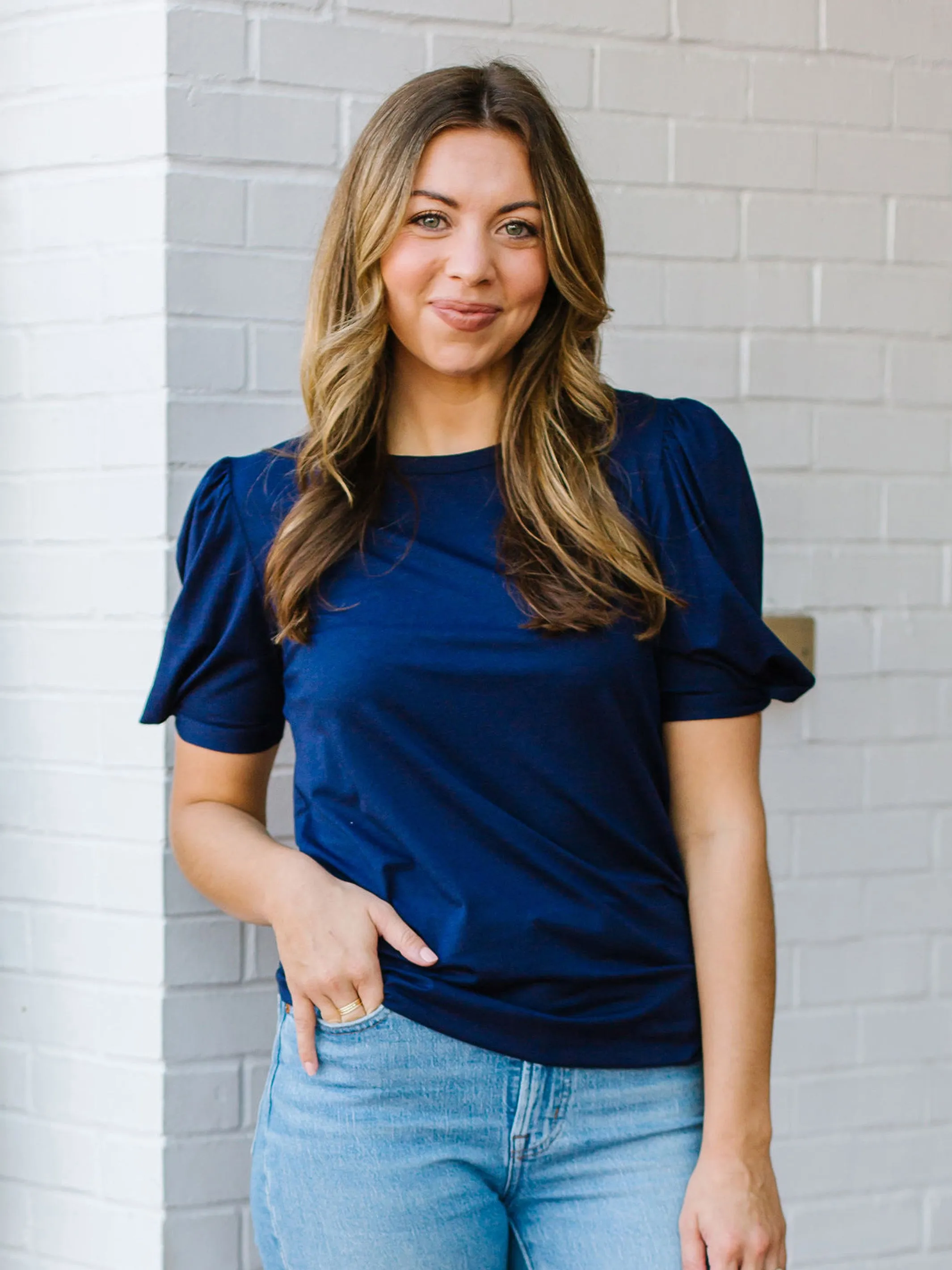 FINAL SALE - Blakeley Top | Navy sold by Michelle McDowell