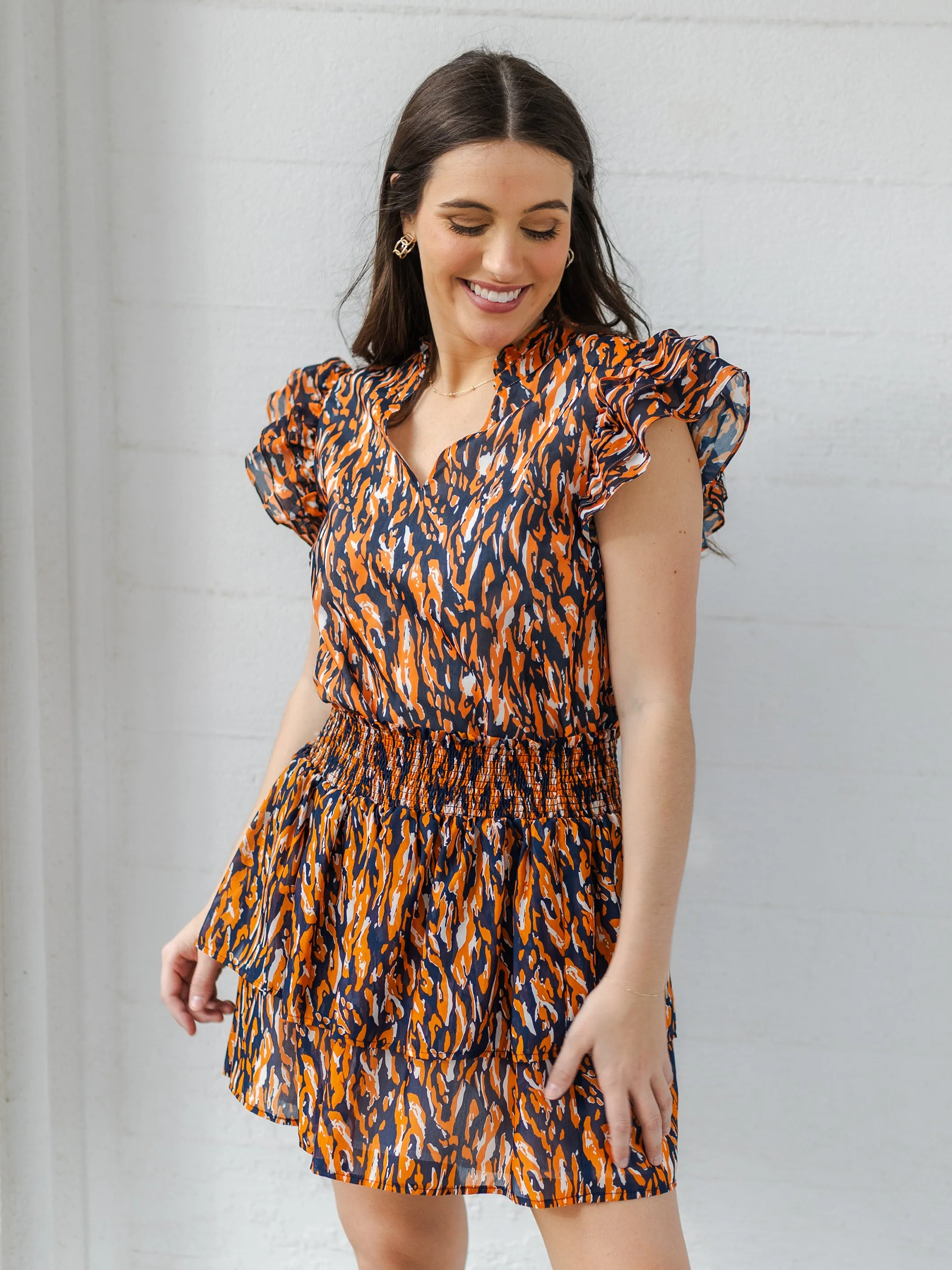 Marley Skirt | Tiger Tail Navy + Orange sold by Michelle McDowell product image thumbnail 3