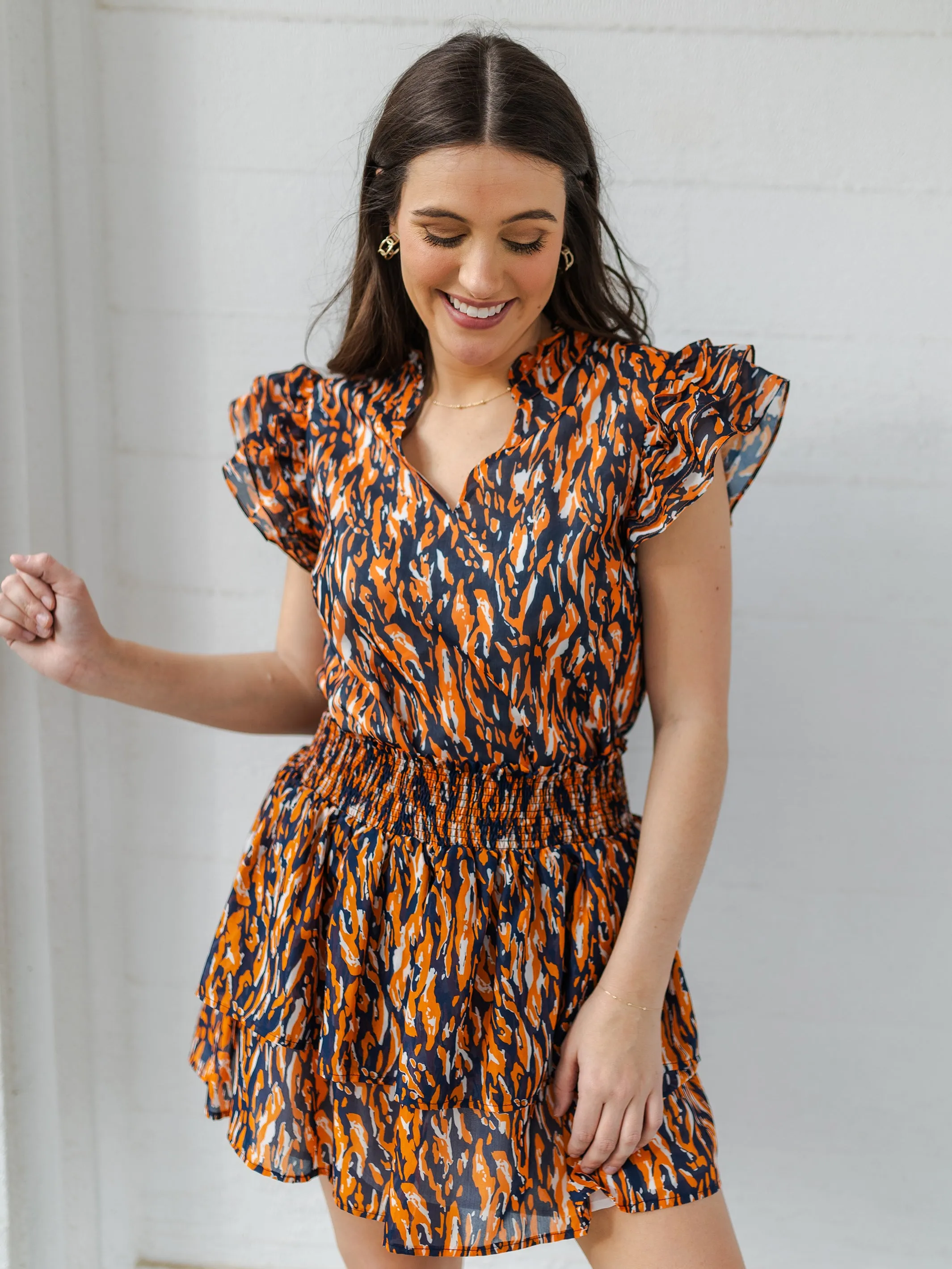 Marley Skirt | Tiger Tail Navy + Orange sold by Michelle McDowell product image thumbnail 2