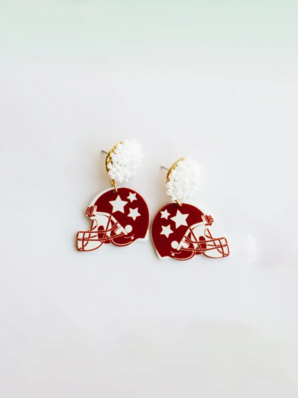 Touchdown Earrings | Crimson sold by Michelle McDowell