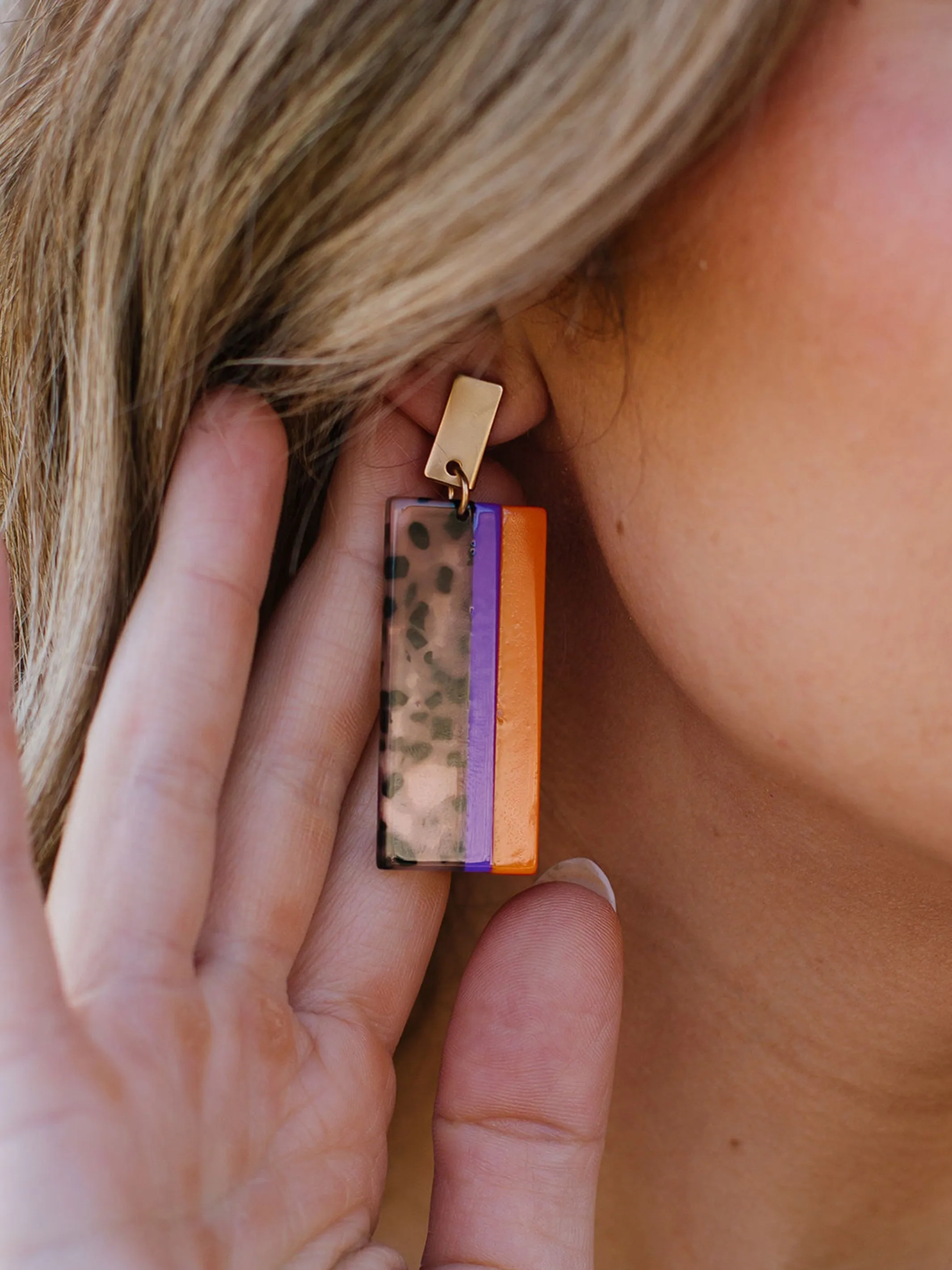 Moni Earrings | Purple + Orange sold by Michelle McDowell