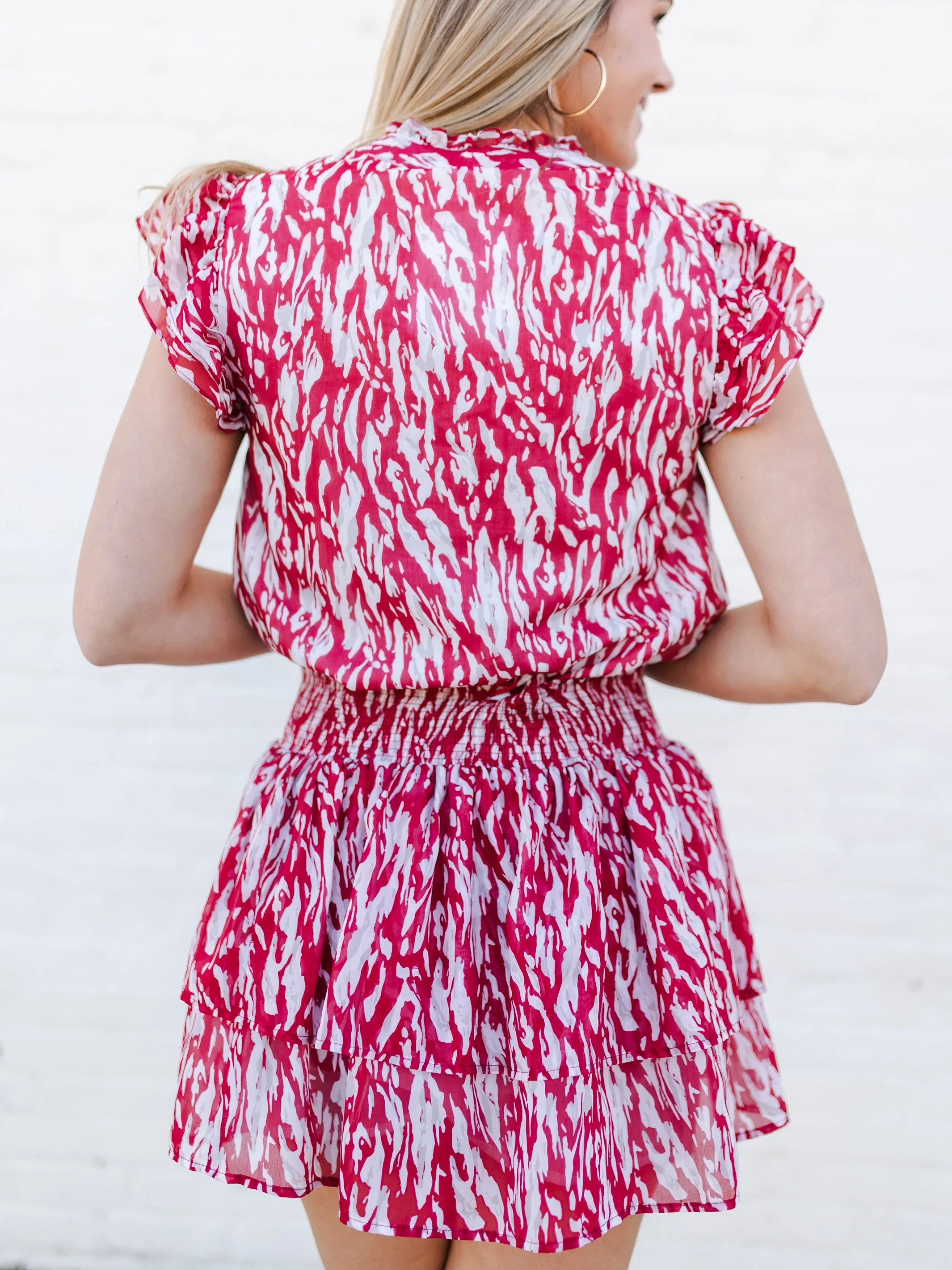 Marley Skirt | Tiger Tail Crimson + White sold by Michelle McDowell product image thumbnail 5