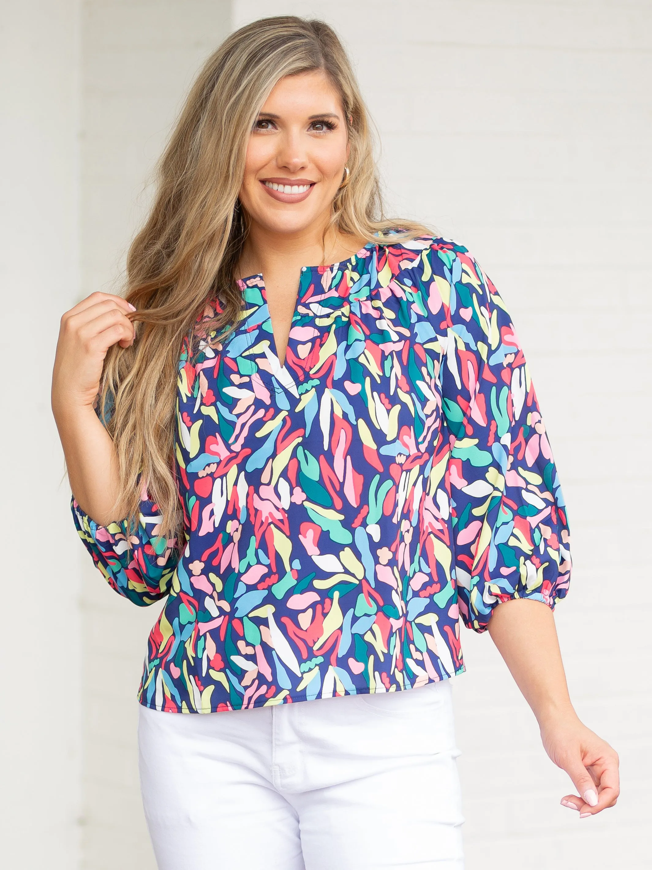 FINAL SALE - Simone Top | Wishing Pool Navy sold by Michelle McDowell