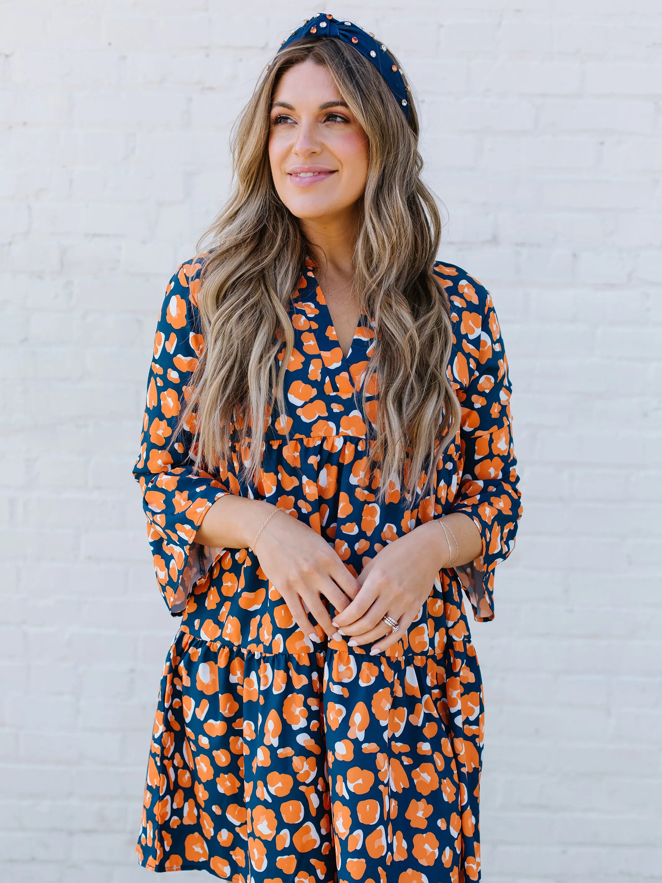 Morgan Dress | Walk this Way Navy + Orange sold by Michelle McDowell product image thumbnail 2