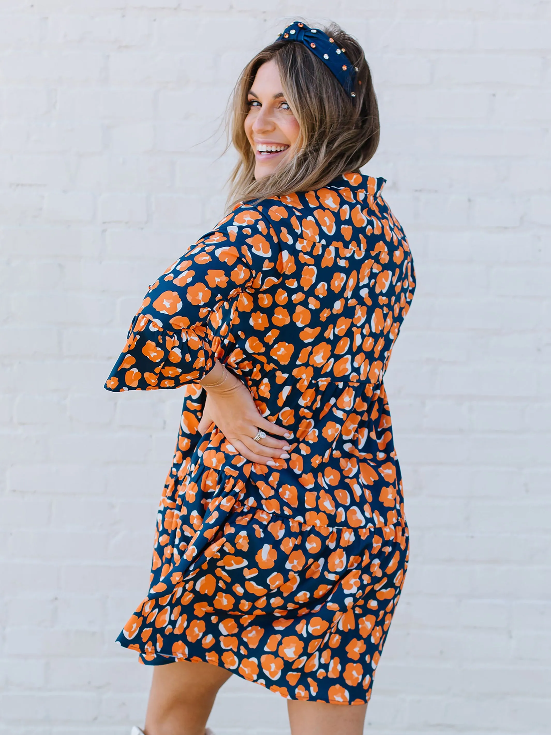 Morgan Dress | Walk this Way Navy + Orange sold by Michelle McDowell product image thumbnail 3