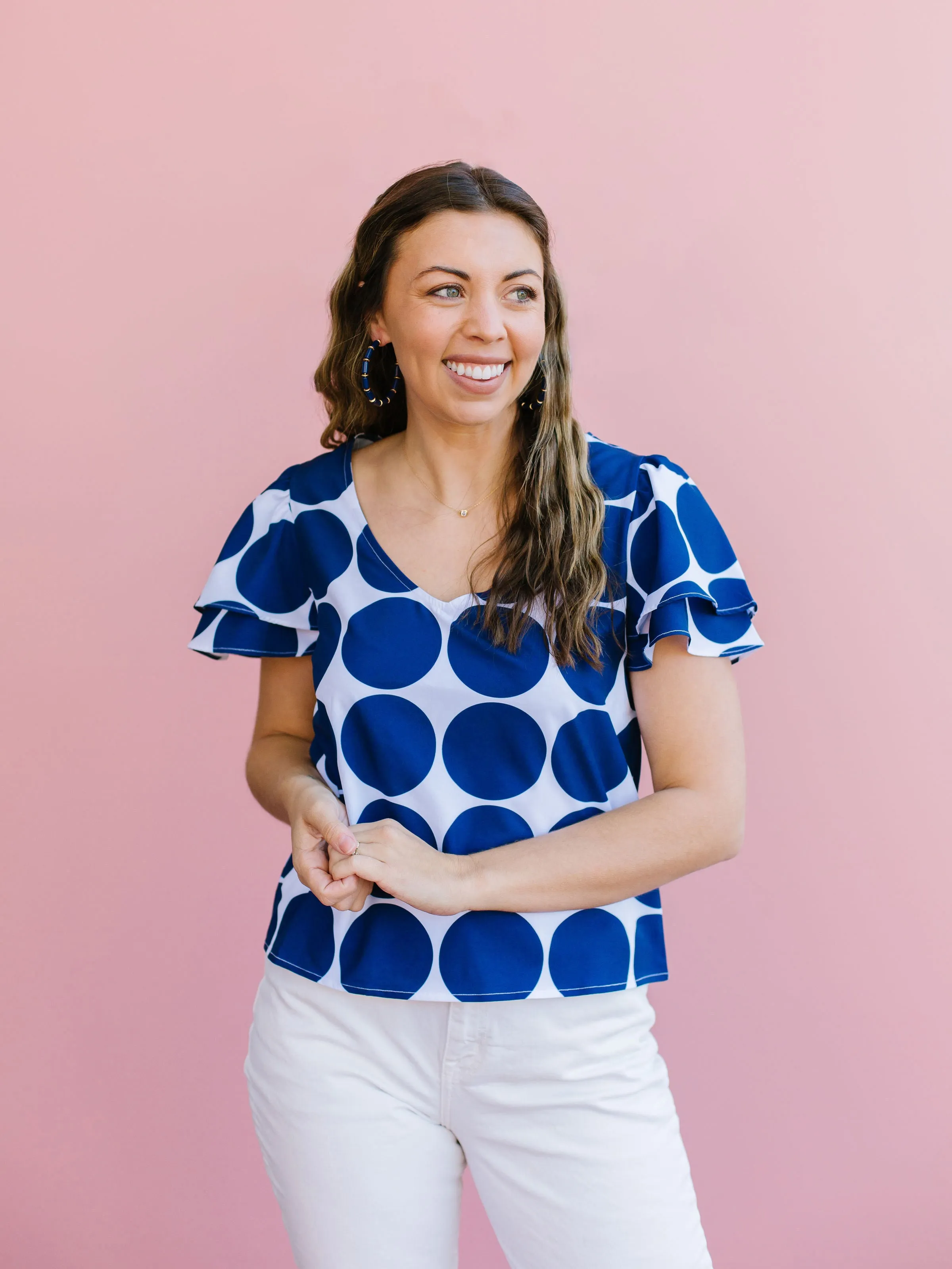 FINAL SALE - Grayson Top | Dot Party Navy sold by Michelle McDowell