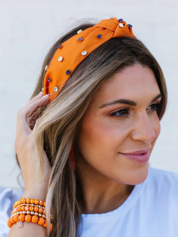 Krista Headband | Purple + Orange sold by Michelle McDowell